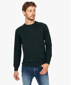 GEMO Pull homme en maille fine avec col rond Vert