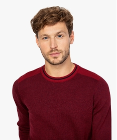 pull homme en maille piquee bicolore rouge pullsA984501_2