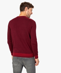 pull homme en maille piquee bicolore rouge pullsA984501_3