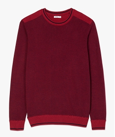 pull homme en maille piquee bicolore rouge pullsA984501_4