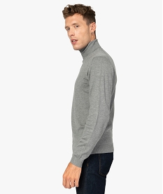 GEMO Pull homme à col roulé en maille fine Gris