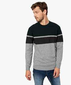 pull homme multicolore en maille fantaisie vertA985001_1