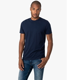 GEMO Tee-shirt homme regular à manches courtes en coton bio Bleu