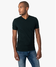 GEMO Tee-shirt homme à manches courtes et col V coupe slim Noir