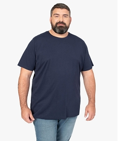 GEMO Tee-shirt homme uni à manches courtes en coton bio Bleu