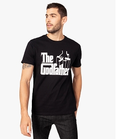 GEMO Tee-shirt homme à manches courtes avec large motif – The Godfather Noir
