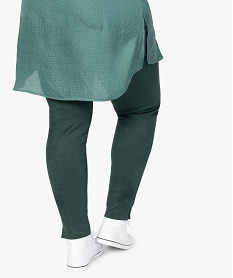 pantalon femme en toile extensible au toucher suedine vert leggings et jeggingsA989301_3