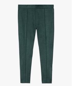 pantalon femme en toile extensible au toucher suedine vert leggings et jeggingsA989301_4