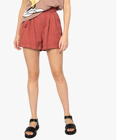 short femme en lyocell coupe ample avec ceinture rose shortsA989601_1