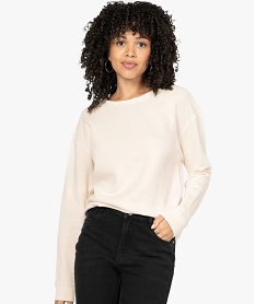 GEMO Sweat femme uni en maille légère Beige