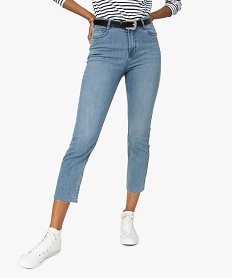 jean femme regular taille haute a bords francs gris pantalons jeans et leggingsA992301_1