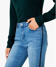 jean femme slim a bandes laterales en velours grisA992701_2