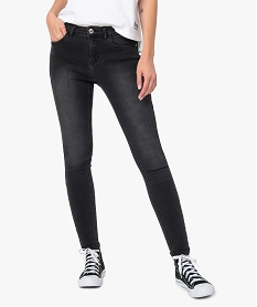 GEMO Jean femme skinny à bandes latérales pailletées Noir