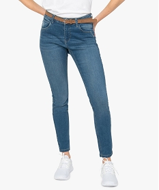 jean femme coupe slim avec ceinture amovible gris pantalons jeans et leggingsA992901_1