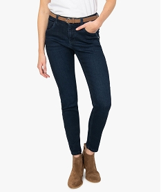 GEMO Jean femme coupe Slim avec ceinture amovible Bleu