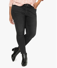 jean femme grande taille coupe slim 4 poches extensible noir slimA993801_1