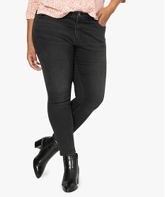 GEMO Jean femme grande taille coupe Slim 4 poches extensible Noir