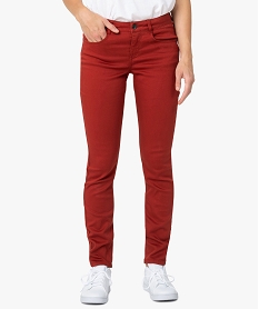 pantalon femme coupe slim en toile extensible rougeA994301_2