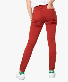 pantalon femme coupe slim en toile extensible rougeA994301_3