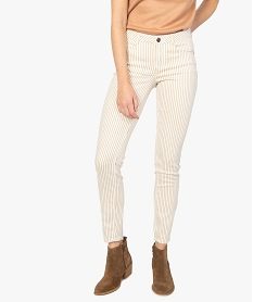 GEMO Pantalon femme coupe slim à rayures Imprimé