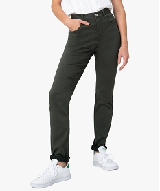 GEMO Pantalon femme coupe Regular en stretch Vert