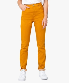 GEMO Pantalon femme coupe Regular en stretch Jaune