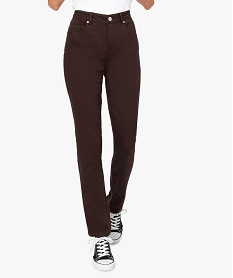 GEMO Pantalon femme coupe Regular en stretch Brun