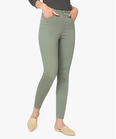 GEMO Pantalon femme Skinny taille haute super stretch Vert