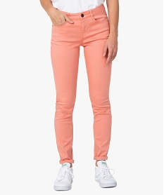 pantalon femme coupe slim en toile extensible orangeA995601_1