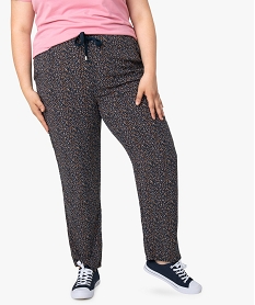 pantalon femme grande taille large et fluide imprime a taille elastiquee imprime pantalons et jeansA995701_1