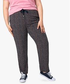 GEMO Pantalon femme grande taille large et fluide imprimé à taille élastiquée Imprimé