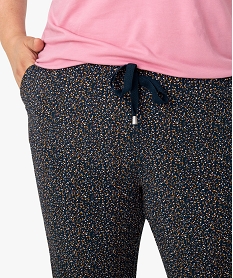 pantalon femme grande taille large et fluide imprime a taille elastiquee imprimeA995701_2