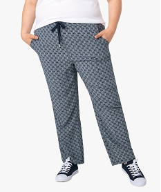 GEMO Pantalon femme grande taille large et fluide imprimé à taille élastiquée Imprimé