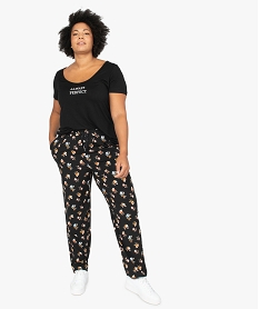 pantalon femme grande taille large et fluide imprime a taille elastiquee imprimeA995901_1