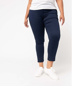 GEMO Pantalon femme grande taille coupe slim en toile extensible Bleu