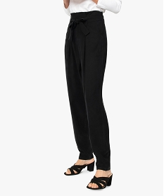 GEMO Pantalon femme coupe carotte taille haute Noir