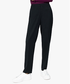 GEMO Pantalon femme en toile avec ceinture élastiquée sur l’arrière Noir