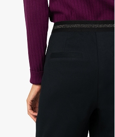 pantalon femme en toile avec ceinture elastiquee sur larriere noirA997101_2
