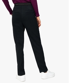 pantalon femme en toile avec ceinture elastiquee sur larriere noirA997101_3