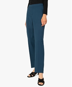 GEMO Pantalon femme en toile avec ceinture élastiquée sur larrière Bleu