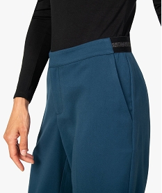 pantalon femme en toile avec ceinture elastiquee sur larriere bleuA997201_2