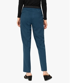 pantalon femme en toile avec ceinture elastiquee sur larriere bleuA997201_3