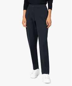 GEMO Pantalon femme rayé en toile avec ceinture élastiquée sur l’arrière Imprimé