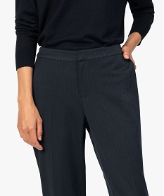 pantalon femme raye en toile avec ceinture elastiquee sur larriere imprime pantalonsA997301_2