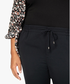 pantalon femme en toile avec ceinture elastiquee noir pantalons et jeansA997401_2