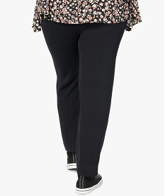 pantalon femme en toile avec ceinture elastiquee noirA997401_3