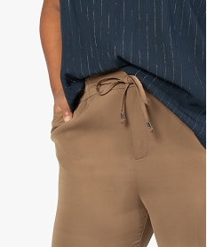pantalon femme en toile avec ceinture elastiquee orangeA997501_2