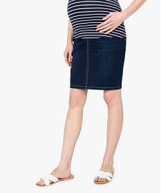 GEMO Jupe maternité en denim avec large ceinture bandeau Bleu