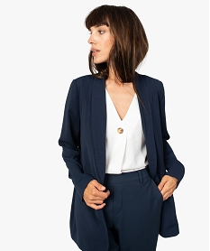 GEMO Veste femme sans fermeture avec grand col Bleu