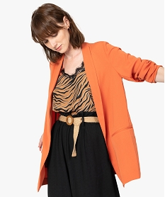 GEMO Veste femme sans fermeture avec grand col Orange